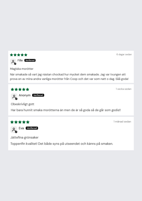 Kundrecensioner av morötter från Solmarka gård